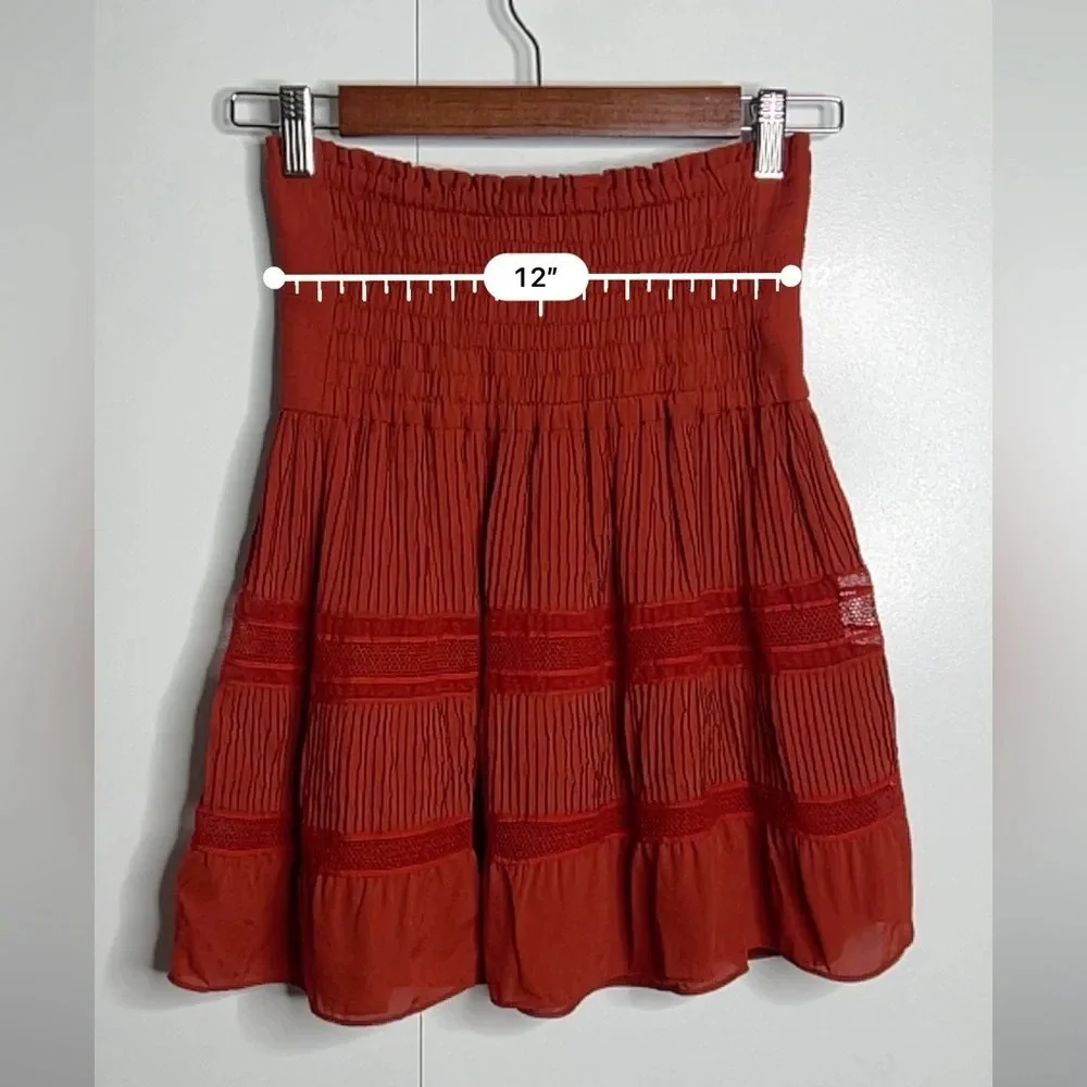 A.L.C. Mini Pleated Skirt 100% silk in Rust Red color - Size 2